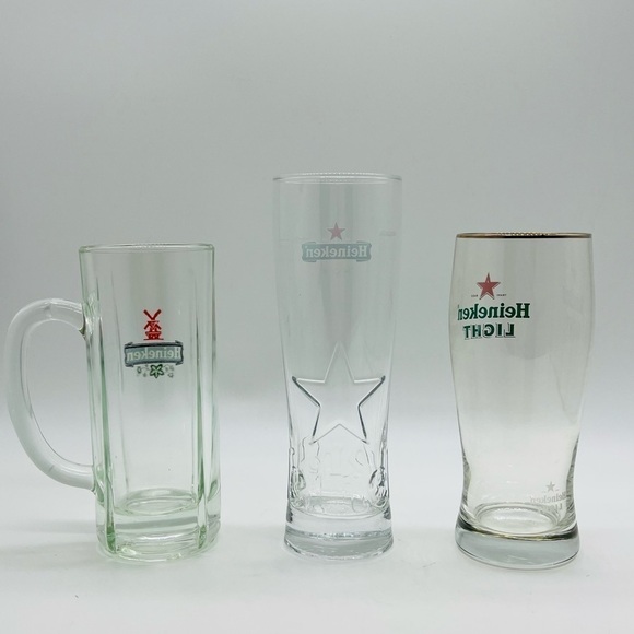 SET OF 3 HEINEKEN & HEINEKEN LIGHT BAR GLASSWARE - Picture 3 of 12